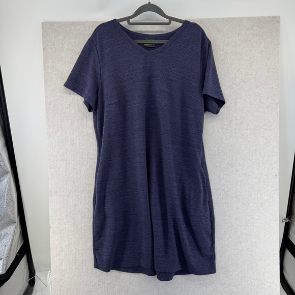 32 COOL Plus Size XXL Navy Blue Short Sleeve Cotton T Shirt Dress Pockets - Picture 9 of 9